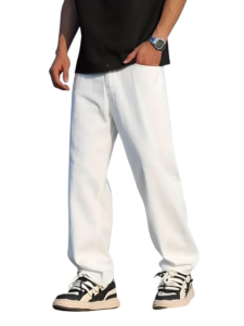 Men’s Baggy Loose Fit Jeans – Grey Wide Leg Boyfriend Denim Pants