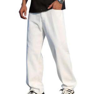 Men’s Baggy Loose Fit Jeans – Grey Wide Leg Boyfriend Denim Pants