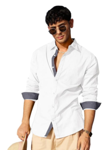 Pinkmint Blue Cotton Regular Fit Men’s Shirt – Stylish Long Sleeve Casual Wear Shirt for Men