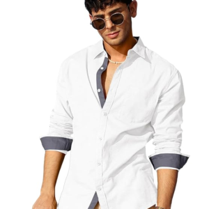 Pinkmint Blue Cotton Regular Fit Men’s Shirt – Stylish Long Sleeve Casual Wear Shirt for Men